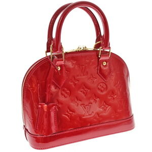 Louis Vuitton Alma Handbag Shoulder Bag Vernis Leather Red Poe dAmour